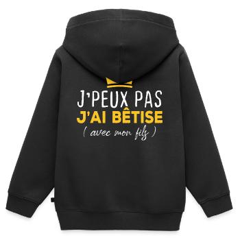 Ich kann nicht mit meinem Sohn wetten - Kinder Premium Organic Zip Hoodie - Schwarz - Hinten - AI Model Kid Male (0cm)