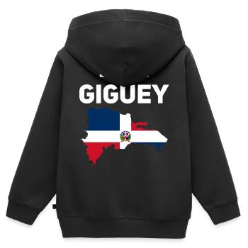 République dominicaine - Sweat Premium à capuche zippé enfant bio - noir - Dos - AI Model Kid Male (0cm)