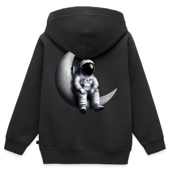 Astronaut im Halbmond - Kinder Premium Organic Zip Hoodie - Schwarz - Hinten - AI Model Kid Male (0cm)