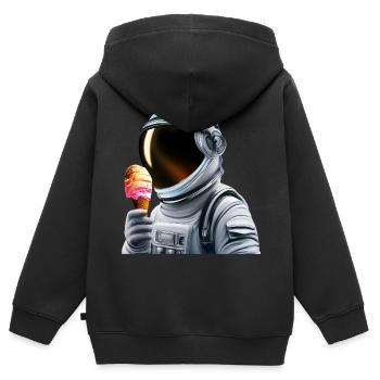 Waffel Eis Astronaut - Kinder Premium Organic Zip Hoodie - Schwarz - Hinten - AI Model Kid Male (0cm)