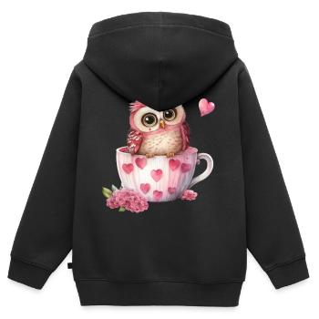 Eule Eulen - Kinder Premium Organic Zip Hoodie - Schwarz - Hinten - AI Model Kid Male (0cm)