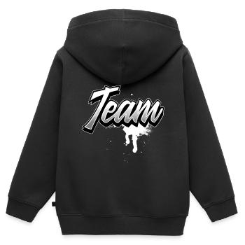 Équipe - Sweat Premium à capuche zippé enfant bio - noir - Dos - AI Model Kid Male (0cm)