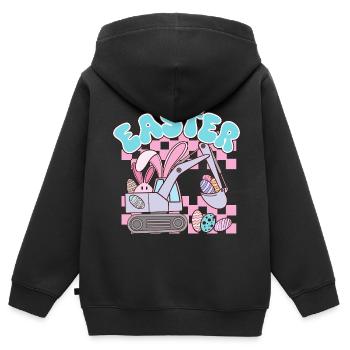 Joyeuses Pâques - Sweat Premium à capuche zippé enfant bio - noir - Dos - AI Model Kid Male (0cm)