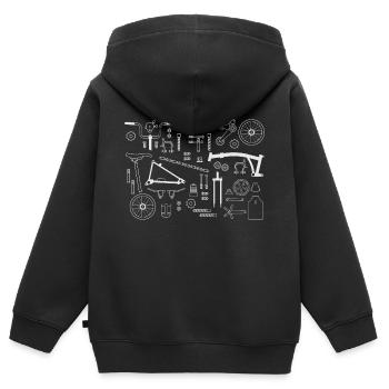 CHAINSTORY X Brompton Teile - Kinder Premium Organic Zip Hoodie - Schwarz - Hinten - AI Model Kid Male (0cm)