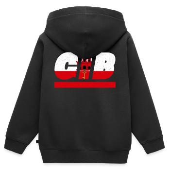 Drapeau de Gibraltar Drapeau GIB - Sweat Premium à capuche zippé enfant bio - noir - Dos - AI Model Kid Male (0cm)