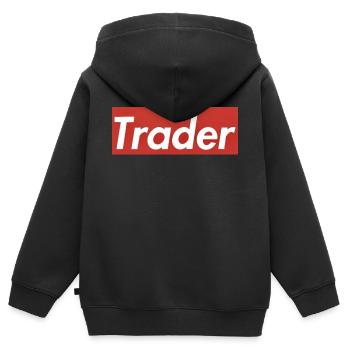 Trader trading - Sweat Premium à capuche zippé enfant bio - noir - Dos - AI Model Kid Male (0cm)