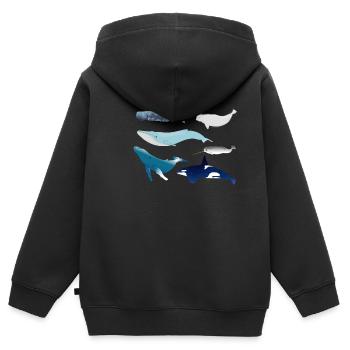 Wale - Kinder Premium Organic Zip Hoodie - Schwarz - Hinten - AI Model Kid Male (0cm)