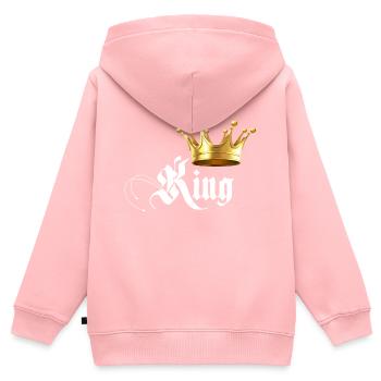 König Herz - König der Herzensliebe - Kinder Premium Organic Zip Hoodie - Rosa - Hinten - AI Model Kid Female (0cm)