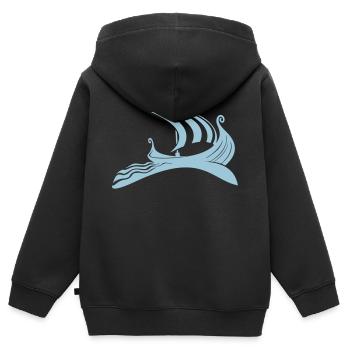Viking Wikinger Boat Schiff - Kinder Premium Organic Zip Hoodie - Schwarz - Hinten - AI Model Kid Male (0cm)