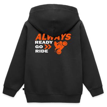 ready go ride - Kinder Premium Organic Zip Hoodie - Schwarz - Hinten - AI Model Kid Male (0cm)