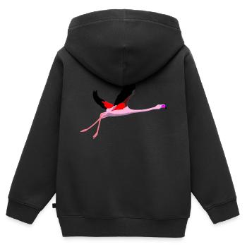 Flamingo - Sweat Premium à capuche zippé enfant bio - noir - Dos - AI Model Kid Male (0cm)