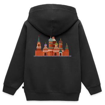 Monument du Kremlin à Moscou - Sweat Premium à capuche zippé enfant bio - noir - Dos - AI Model Kid Male (0cm)