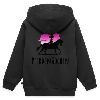Pferdemädchen - Kinder Premium Organic Zip Hoodie - Schwarz - Hinten - AI Model Kid Male (0cm)