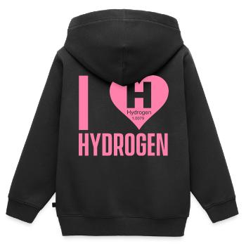 J’adore les dictons hydrogène carburant hydrogène - Sweat Premium à capuche zippé enfant bio - noir - Dos - AI Model Kid Male (0cm)