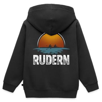 Rudern Ruderer Ruderboot Vintage - Kinder Premium Organic Zip Hoodie - Schwarz - Hinten - AI Model Kid Male (0cm)