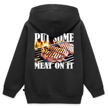 J’adore la viande - Sweat Premium à capuche zippé enfant bio - noir - Dos - AI Model Kid Male (0cm)