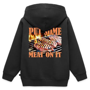 J’adore la viande - Sweat Premium à capuche zippé enfant bio - noir - Dos - AI Model Kid Male (0cm)
