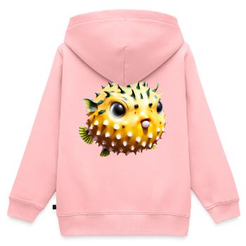 Poisson-globe gonflé - Sweat Premium à capuche zippé enfant bio - rose - Dos - AI Model Kid Female (0cm)