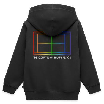 Tennis Matchball Tenniscourt Tennisplatz - Kinder Premium Organic Zip Hoodie - Schwarz - Hinten - AI Model Kid Male (0cm)