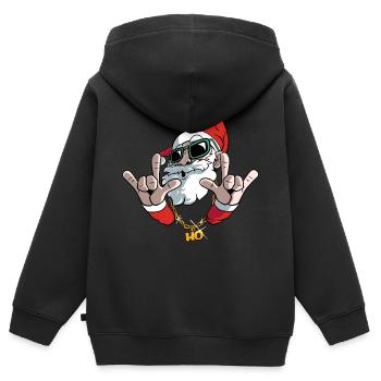 Santa Rock Weihnachten - Kinder Premium Organic Zip Hoodie - Schwarz - Hinten - AI Model Kid Male (0cm)