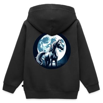 Arabische Pferdekunst - Kinder Premium Organic Zip Hoodie - Schwarz - Hinten - AI Model Kid Male (0cm)