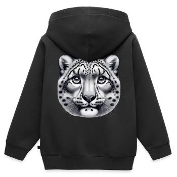 Snow Leopard Leopard White Leopard - Kids Premium Organic Zip-up Hoodie - black - Back - AI Model Kid Male (0cm)