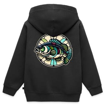 Poisson bar - Sweat Premium à capuche zippé enfant bio - noir - Dos - AI Model Kid Male (0cm)