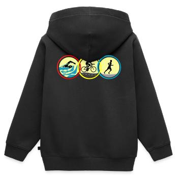 Triathlon - Kinder Premium Organic Zip Hoodie - Schwarz - Hinten - AI Model Kid Male (0cm)