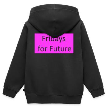 Fridays for Future Slogan pink - Kinder Premium Organic Zip Hoodie - Schwarz - Hinten - AI Model Kid Male (0cm)