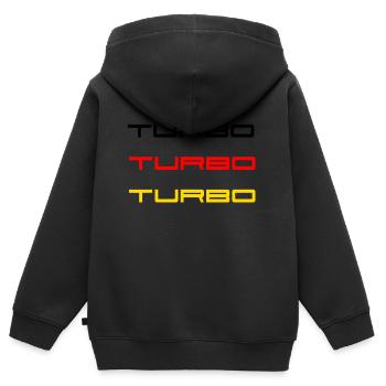 TURBO Auto - Kinder Premium Organic Zip Hoodie - Schwarz - Hinten - AI Model Kid Male (0cm)