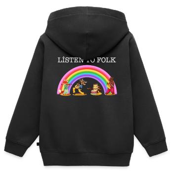 Écoutez le folk - Sweat Premium à capuche zippé enfant bio - noir - Dos - AI Model Kid Male (0cm)
