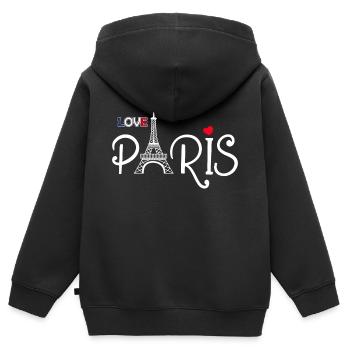 Ich liebe Paris - Love Paris - Kinder Premium Organic Zip Hoodie - Schwarz - Hinten - AI Model Kid Male (0cm)