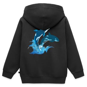 Whale Sea Creature sword whale orca - Kids Premium Organic Zip-up Hoodie - black - Back - AI Model Kid Male (0cm)