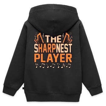 Harfe - Kinder Premium Organic Zip Hoodie - Schwarz - Hinten - AI Model Kid Male (0cm)