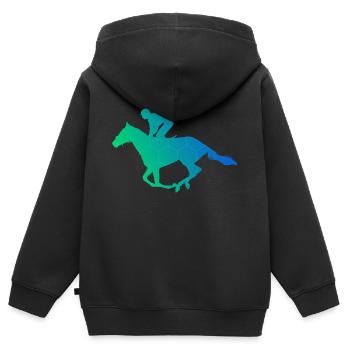 Équitation Équitation Équitation Hommes - Sweat Premium à capuche zippé enfant bio - noir - Dos - AI Model Kid Male (0cm)