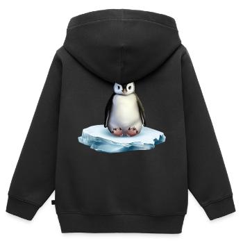 Pinguin auf einer Eisscholle - Kinder Premium Organic Zip Hoodie - Schwarz - Hinten - AI Model Kid Male (0cm)