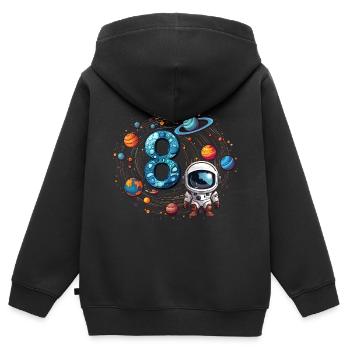 8th Birthday Astronaut Cosmonaut - Kids Premium Organic Zip-up Hoodie - black - Back - AI Model Kid Male (0cm)