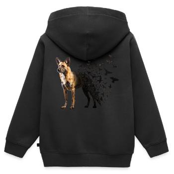 Chien de chasse peint - Sweat Premium à capuche zippé enfant bio - noir - Dos - AI Model Kid Male (0cm)