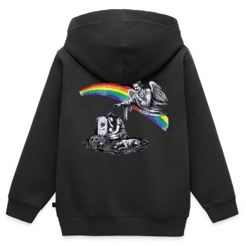 Papa disparu en deuil - Sweat Premium à capuche zippé enfant bio - noir - Dos - AI Model Kid Male (0cm)