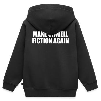 make orwell fiction again - Sweat Premium à capuche zippé enfant bio - noir - Dos - AI Model Kid Male (0cm)