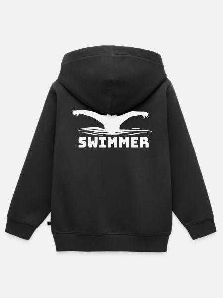 Swim Swimmer - Kinder Premium Organic Zip Hoodie - Schwarz