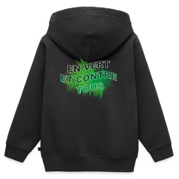 In grün und gegen alle - Kinder Premium Organic Zip Hoodie - Schwarz - Hinten - AI Model Kid Male (0cm)