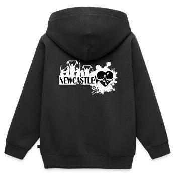 Motif de fan de sport de Newcastle - Sweat Premium à capuche zippé enfant bio - noir - Dos - AI Model Kid Male (0cm)