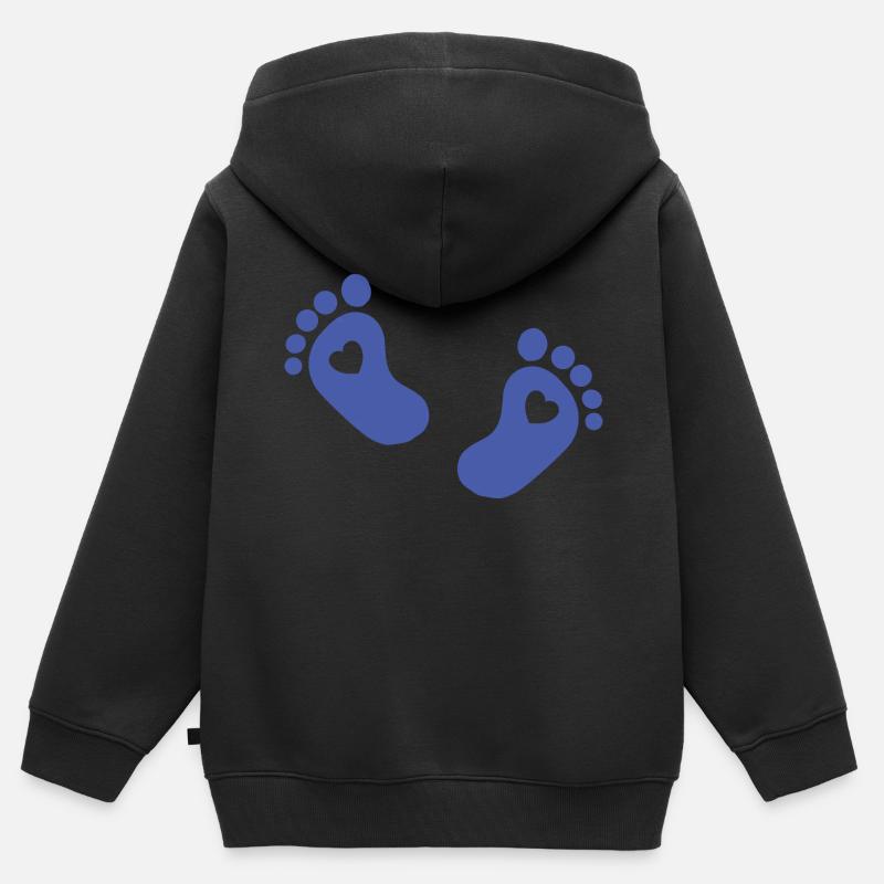 Pieds de bébé Pied de bébé bleu - Sweat Premium à capuche zippé enfant bio - noir
