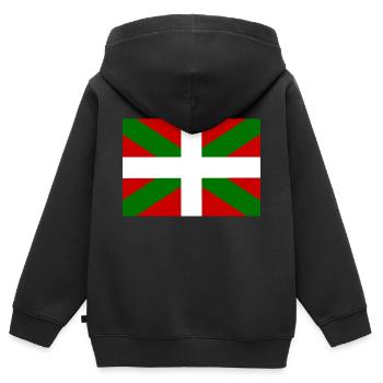 Pays basque - Sweat Premium à capuche zippé enfant bio - noir - Dos - AI Model Kid Male (0cm)