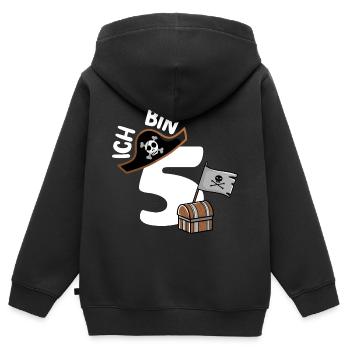 ICH BIN 5 PIRAT PIRATEN - Kinder Premium Organic Zip Hoodie - Schwarz - Hinten - AI Model Kid Male (0cm)