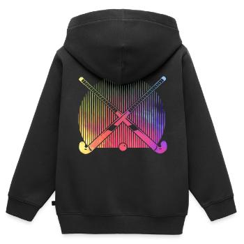 Hockey Retro - Kinder Premium Organic Zip Hoodie - Schwarz - Hinten - AI Model Kid Male (0cm)