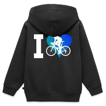 Vélo de route Vélo de route Vélo de route Cyclisme sur route féminin - Sweat Premium à capuche zippé enfant bio - noir - Dos - AI Model Kid Male (0cm)