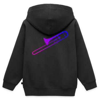 Trombone Brass Band Brass Instrument - Sweat Premium à capuche zippé enfant bio - noir - Dos - AI Model Kid Male (0cm)