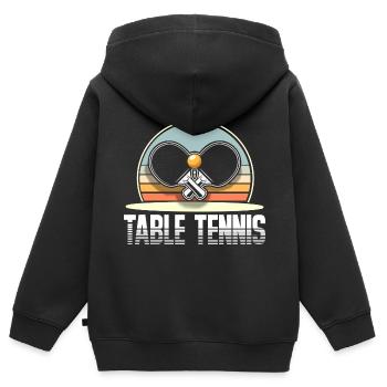 Tischtennis - Kinder Premium Organic Zip Hoodie - Schwarz - Hinten - AI Model Kid Male (0cm)